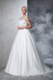 Robe de mariée longue avec décoration dentelle de traîne mi-longue manche nulle