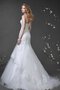Robe de mariée avec perle avec fronce de bustier de sirène manche nulle