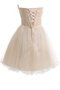 Robe de graduation naturel avec perle ligne a textile en tulle de lotus