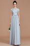 Robe demoiselle d'honneur naturel de princesse a-ligne avec zip col ras du cou