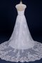Robe de mariée avec perle avec zip de traîne courte ligne a ceinture avec perle