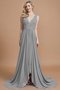 Robe demoiselle d'honneur ligne a v encolure manche nulle de princesse en chiffon