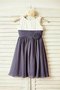 Robe cortège fille naturel de lotus avec fleurs de princesse manche nulle