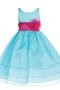 Robe cortège fille naturel textile en tulle ceinture en étoffe en satin ligne a