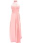 Robe demoiselle d'honneur naturel elevé longueur au ras du sol avec chiffon avec fleurs