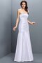 Robe demoiselle d'honneur longue ligne a ruché en satin avec zip