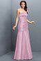 Robe demoiselle d'honneur longue ligne a ruché en satin avec zip
