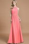 Robe demoiselle d'honneur naturel ligne a de princesse col u profond avec chiffon
