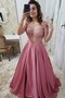 Robe de soirée fabuleux appliques de princesse en satin avec sans manches