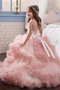 Robe cortège fille naturel de mode de bal en tulle avec cristal au niveau de cou