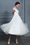 Robe de mariée excellent longueur mollet textile en tulle a-ligne avec perle