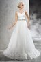 Robe de mariée longue naturel de princesse avec perle manche nulle