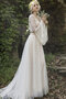 Robe de mariée a-ligne en satin extensible haute qualité en dentelle modeste