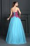 Robe de quinceanera longue avec décoration dentelle en satin manche nulle cordon