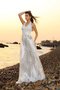 Robe de mariée longue en plage a-ligne fermeutre eclair ceinture