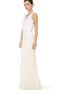 Robe de mariée longue a plage v encolure en satin longueur au ras du sol