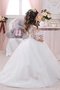 Robe cortège fille avec manche 1/2 avec fleurs jusqu'au sol de mode de bal en tulle