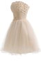 Robe de graduation naturel avec perle ligne a textile en tulle de lotus