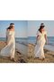 Robe de mariée simple ceinture en dentelle epaule nue a plage