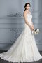 Robe de mariée naturel manche nulle de sirène de traîne moyenne de col en cœur