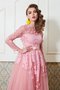 Robe de bal a-ligne textile en tulle appliques encolure ronde de princesse