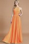 Robe demoiselle d'honneur naturel col u profond avec chiffon manche nulle ligne a