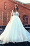 Robe de mariée plissé en tulle d'epaule ajourée avec décoration dentelle de mode de bal