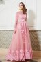 Robe de bal a-ligne textile en tulle appliques encolure ronde de princesse