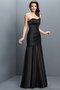Robe demoiselle d'honneur longue ligne a ruché en satin avec zip