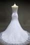 Robe de mariée naturel de traîne moyenne longueru au niveau de sol encolure ronde avec perle