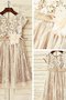 Robe cortège fille naturel avec manche courte a-ligne fermeutre eclair de princesse