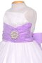 Robe cortège fille ruché avec perle a-ligne manche nulle