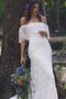 Robe de mariée impressioé romantique festonné en 1/2 manche de traîne moyenne