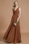 Robe demoiselle d'honneur naturel en chiffon ligne a v encolure manche nulle