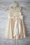 Robe cortège fille de princesse jusqu'au sol avec fleurs avec zip encolure ronde