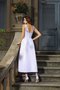 Robe de mariée ligne a manche nulle en satin de col bateau de princesse