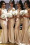Robe demoiselle d'honneur naturel plissé textile taffetas de traîne moyenne manche nulle