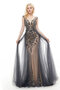 Robe de bal de col en v incroyable en satin extensible exclusif extraodinaire