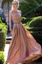 Robe de bal longue naturel textile taffetas avec chiffon jusqu'au sol