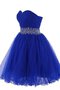 Robe fête de la rentrée distinguee en tulle a-ligne avec perle ruché