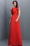 Robe demoiselle d'honneur longue avec sans manches col en bateau en satin en forme