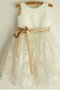 Robe cortège fille naturel de princesse fermeutre eclair ligne a encolure ronde