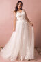 Robe de mariée avec lacets v encolure appliques éblouissant classique