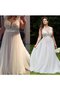 Robe de mariée romantique derniere tendance a-ligne au niveau de cou appliques