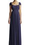 Robe demoiselle d'honneur ligne a jusqu'au sol encolure en carré avec chiffon ruché