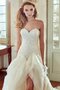 Robe de mariée luxueux ruché haut bas col en forme de cœur avec sans manches