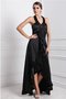 Robe de bal avec sans manches haut bas fermeutre eclair ligne a satin comme soie