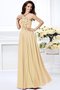 Robe demoiselle d'honneur naturel jusqu'au sol de princesse en chiffon manche nulle