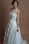 Robe de mariée appliques manche nulle en satin longueru au niveau de sol ligne a