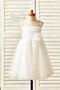 Robe cortège fille naturel col u profond ligne a fermeutre eclair avec fleurs